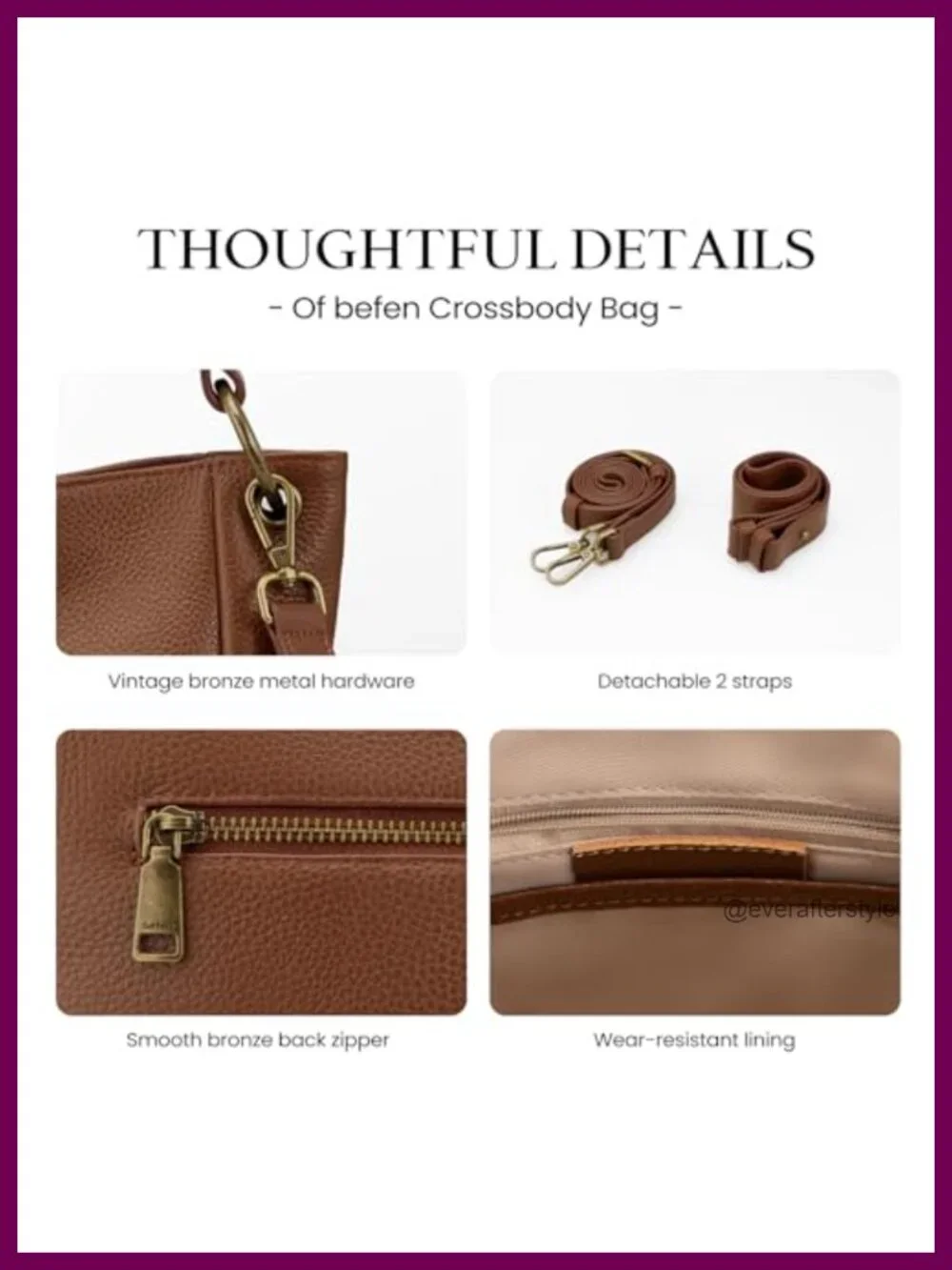 Genuine Leather Hobo Crossbody Bag with 2 Detachable Straps